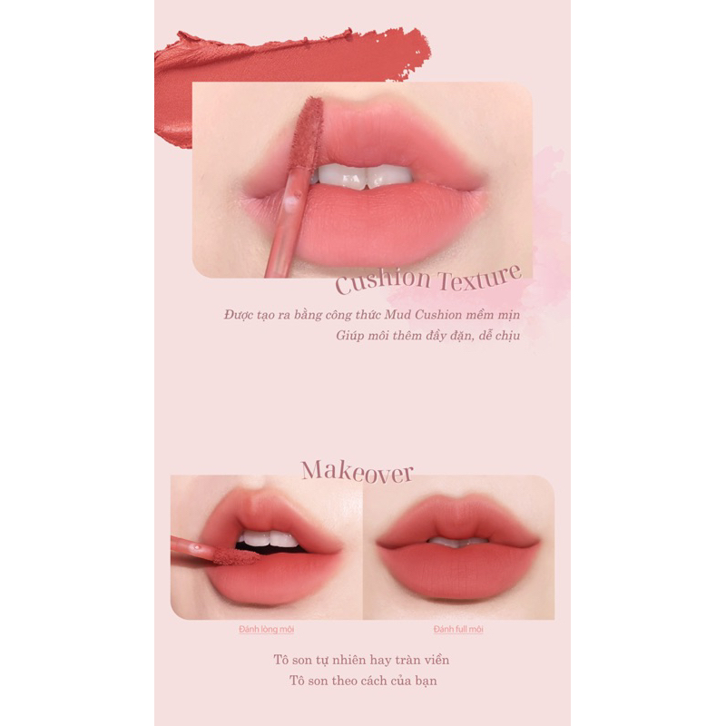 Son Kem Lỳ BLACK ROUGE Muddish Cushion Velvet bền màu nhung mịn