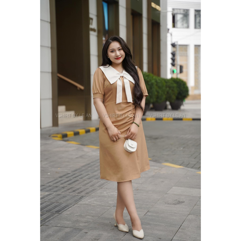 Váy cổ nơ sữa 2 màu bigsize  VSHIRT