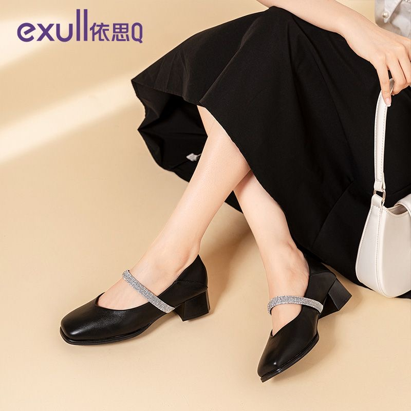 Giày cao gót Exull Mode quai đính đá lấp lánh, da mềm, mẫu mới 2023, gót 4cm