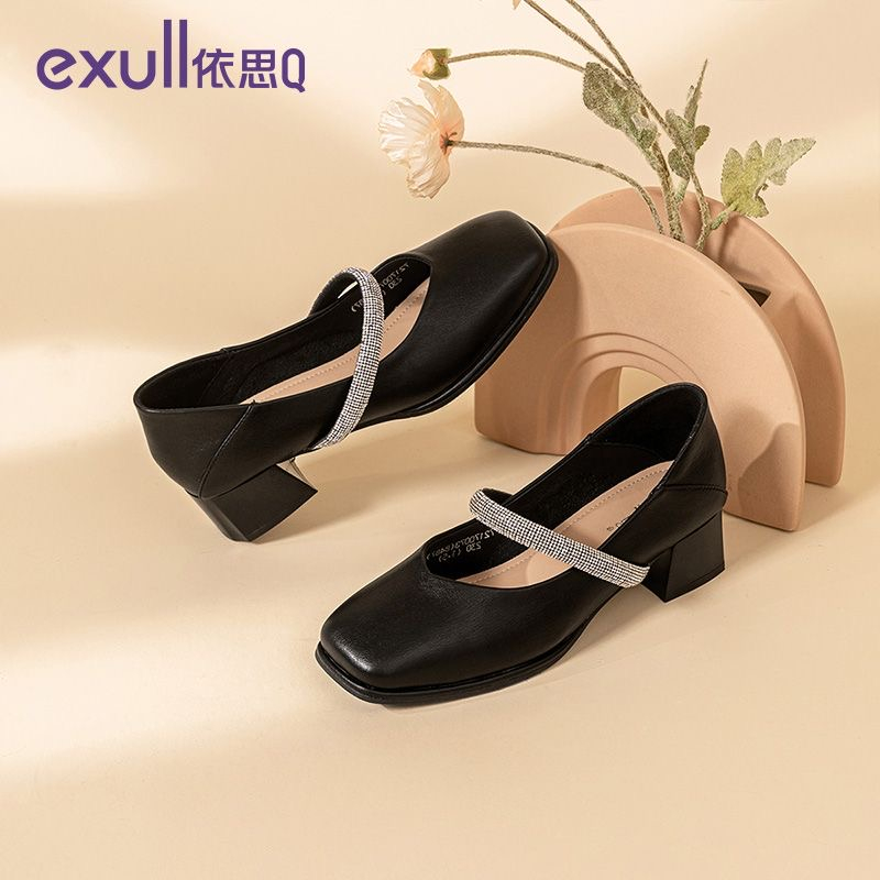 Giày cao gót Exull Mode quai đính đá lấp lánh, da mềm, mẫu mới 2023, gót 4cm