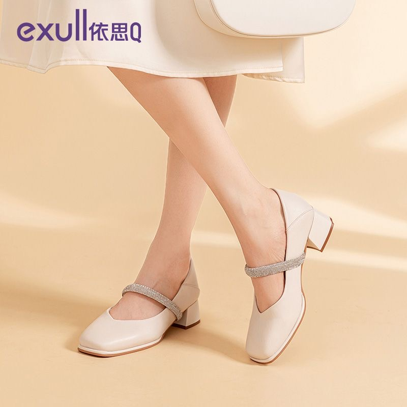 Giày cao gót Exull Mode quai đính đá lấp lánh, da mềm, mẫu mới 2023, gót 4cm