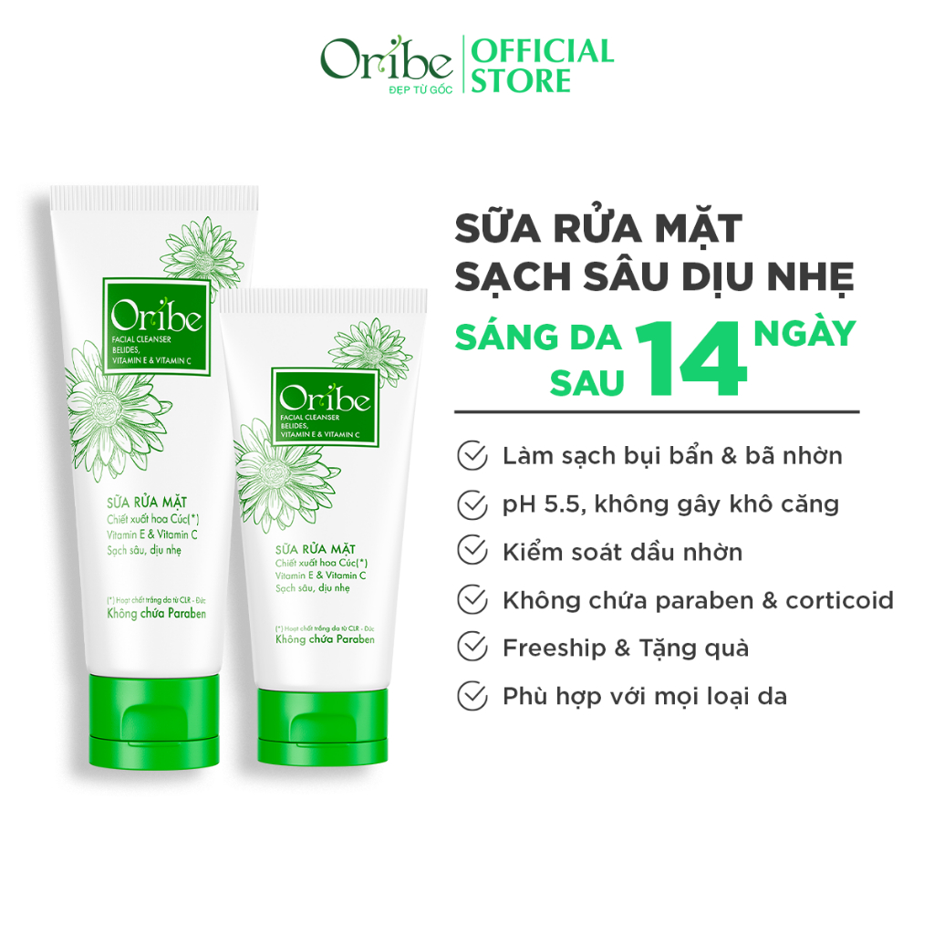 Sữa Rửa Mặt Oribe Dưỡng Ẩm Dịu Nhẹ Cho Da Mụn Dưỡng Trắng Da Thu Nhỏ Lỗ Chân Lông Kiềm Dầu Và Làm Sạch Da - 100g