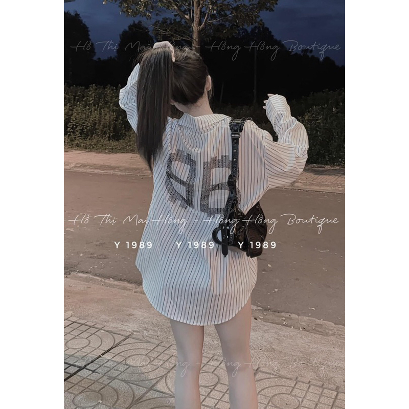 Áo sơ mi kẻ Balen đính đá
