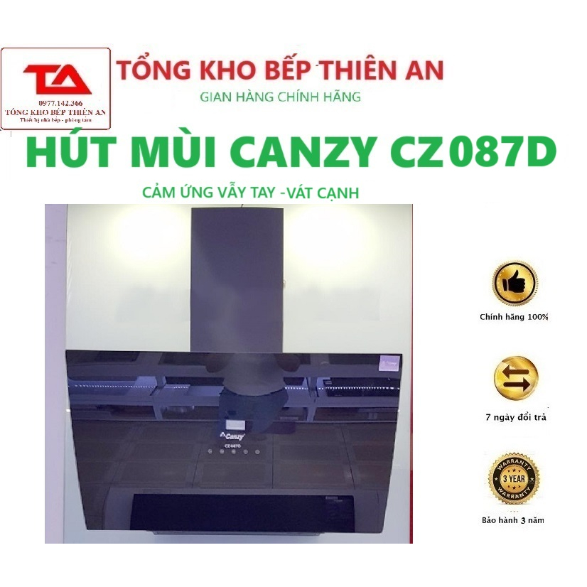 Máy hút mùi kính vát cảm ứng Canzy 087D Bảo hành chính hãng 3 năm