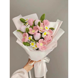 "quà tặng" bó hoa tulip kẽm nhung handmade