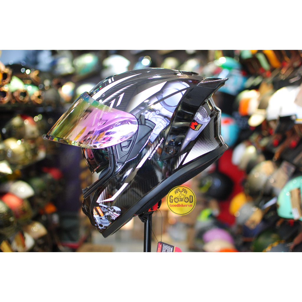 ROC 08 tem Moto Đen mũ bảo hiểm Fullface 2 kính tiện lợi