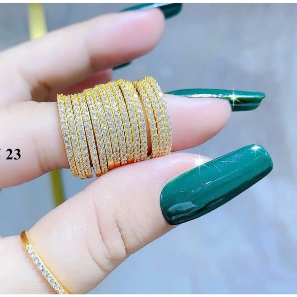 Nhẫn Nữ Đính Đá Và.ng Tây 10k Phong Cách Hàn Quốc Thanh Lịch, Trẻ Trung