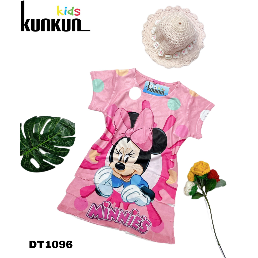 Đầm tầng bé gái in 3D hình Chuột Mickey Kunkun Kid DT1096 - Đầm trẻ em size từ 13-35kg