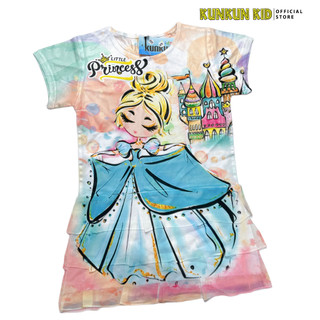Đầm tầng bé gái in 3D hình công chúa Lọ Lem Kunkun Kid DT1094 - Đầm trẻ em size từ 13-35kg