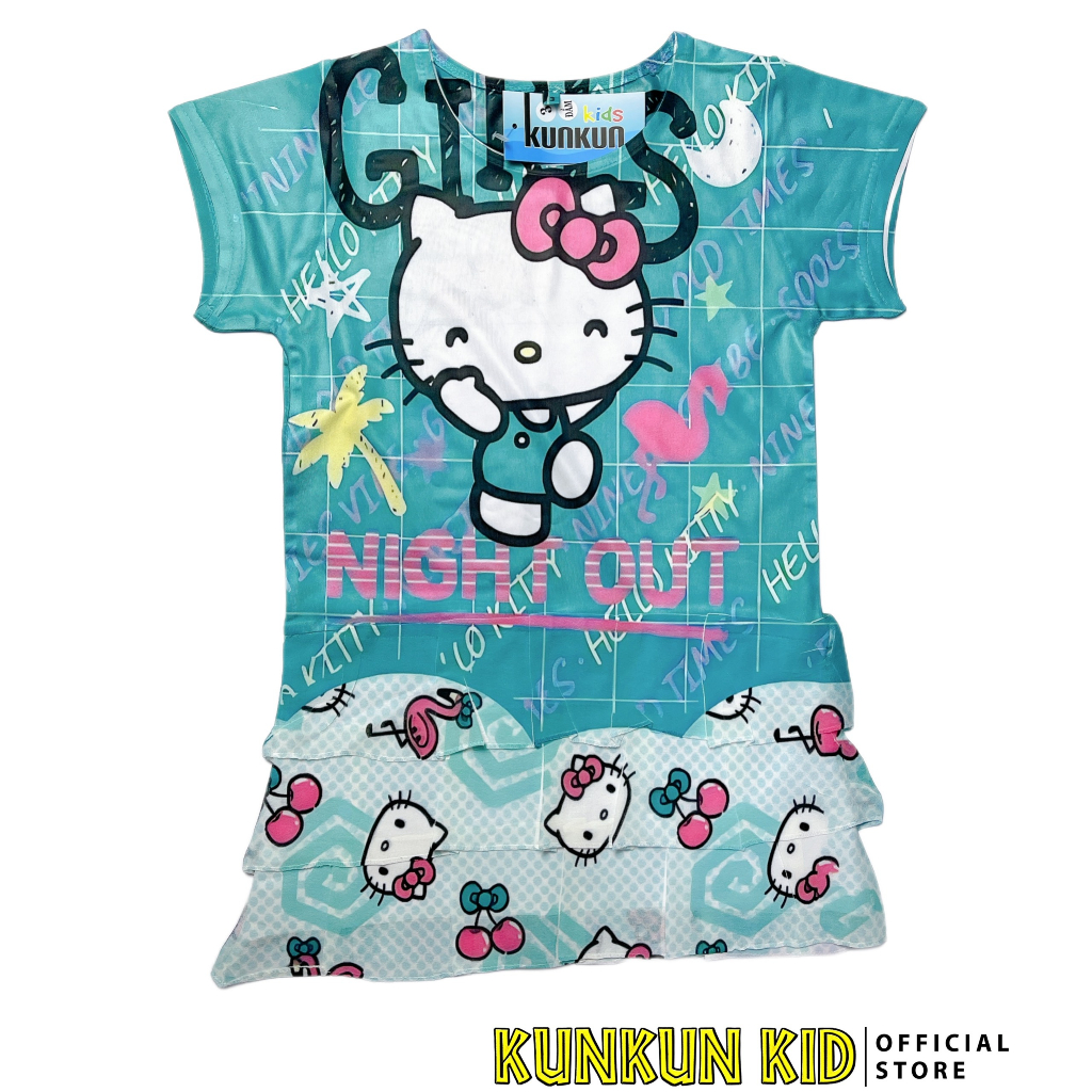 Đầm tầng bé gái in 3D hình Hello Kitty Kunkun Kid DT1093 - Đầm trẻ em size từ 13-35kg