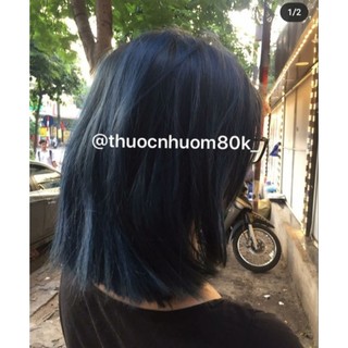 Thuốc nhuộm tóc màu XANH DƯƠNG ĐEN ( tặng kèm trợ nhuộm , găng tay)