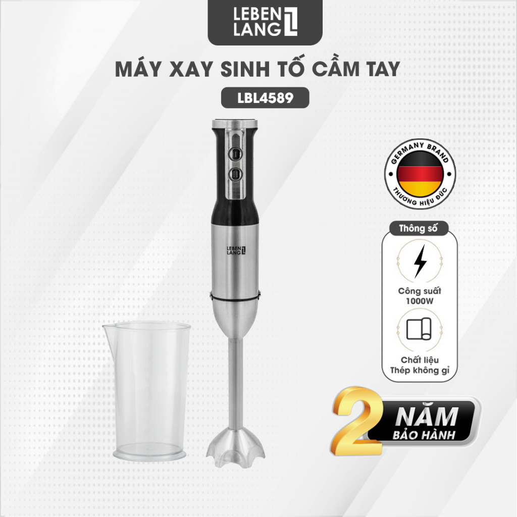 Máy xay sinh tố cầm tay đa năng Lebenlang LBL4589, công suất 1000W, bảo hành 2 năm – hàng chính hãng