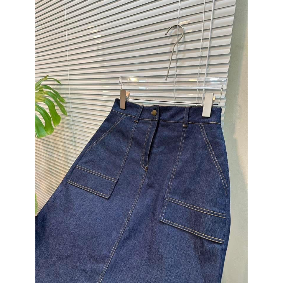 Chân váy jean suông dài