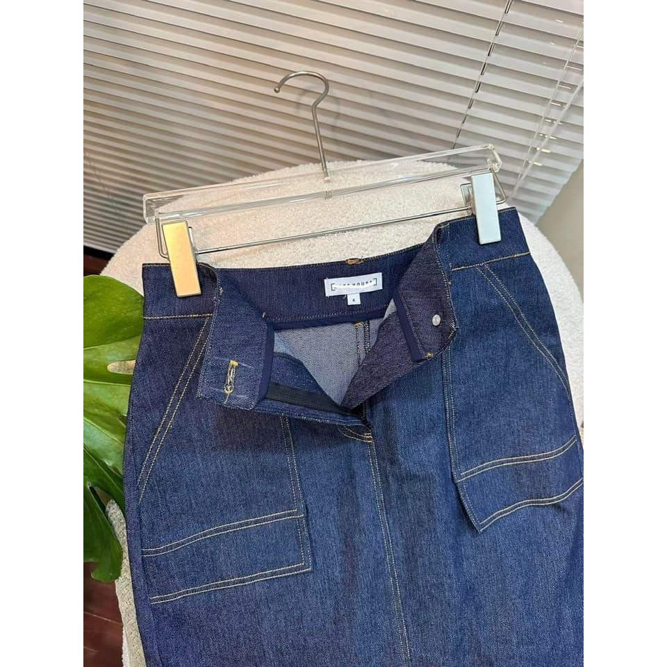 Chân váy jean suông dài