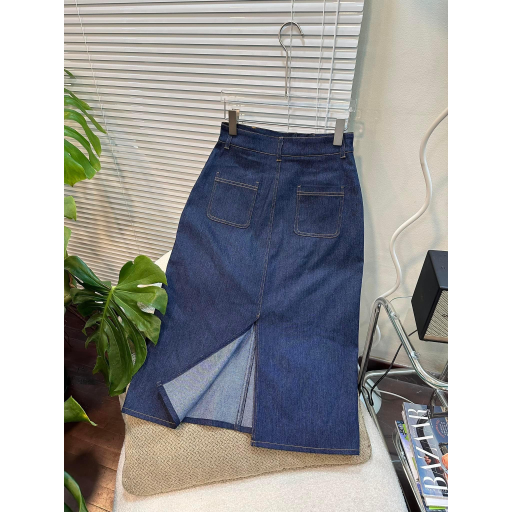 Chân váy jean suông dài
