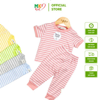Bộ Tay Ngắn, Quần Dài THUN LẠNH MINKY MOM , Sọc Kẻ Ngang Dễ Thương Cho Bé Trai bé Gái