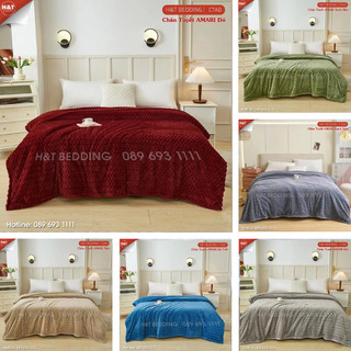Chăn nhung tuyết Amari Blanket mỏng , mền tuyết thu đông tiện lợi kích thước 2mx2m3 H&T Chăn Ga Gối