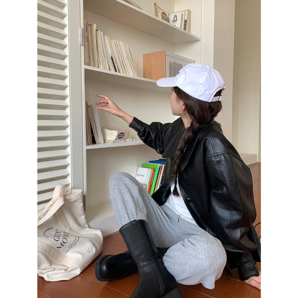 Áo khoác da nữ MUS cài khuy chất liệu da cao cấp dáng ngắn phong cách Hàn Quốc 07 | BigBuy360 - bigbuy360.vn