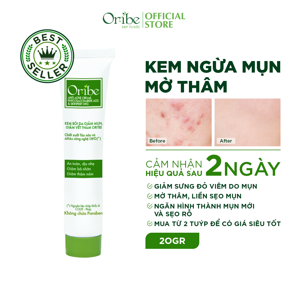 Combo Kem Mụn Oribe Giảm Mụn Loại Bỏ Thâm Mụn Làm Mờ Sẹo Tẩy Tế Bào Chết Sáng Da Kiểm Soát Bã Nhờn - 20g