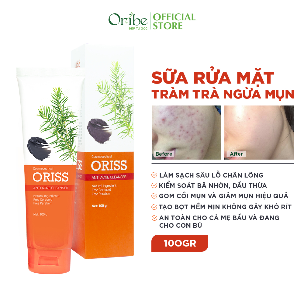 Combo Ngừa Mụn Mờ Thâm Oribe - Sữa Rửa Mặt Ngừa Mụn Oribe 100g + Serum ngăn ngừa mụn Oribe 10ml