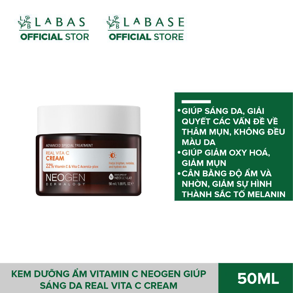 Kem dưỡng ẩm Vitamin C Neogen giúp sáng da Real Vita C Cream Hũ 50ml