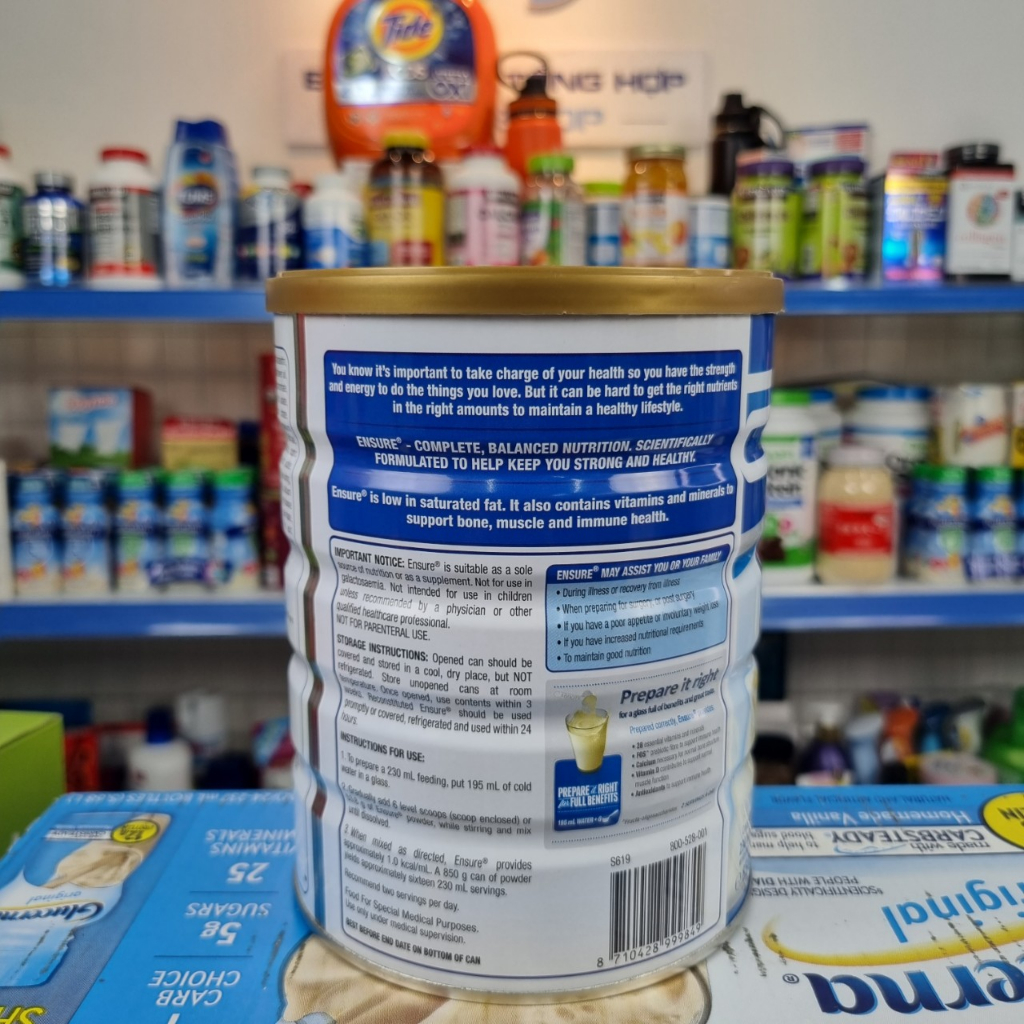 Sữa bột ensure ÚC hương vanilla hộp 850g