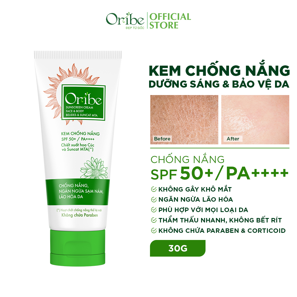 Combo Kem Chống Nắng Nâng Tone Oribe Dưỡng Trắng Và Toner Nước Hoa Hồng Cho Da Mụn Thu Nhỏ Lỗ Chân Lông