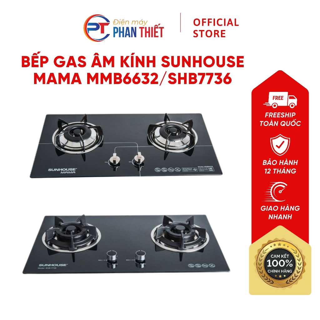 Bếp Gas Âm Kính SUNHOUSE MAMA MMB6632/SHB7736 Tiết Kiệm Gas An Toàn Thiết Kế Hiện Đại Chất Liệu Cao Cấp