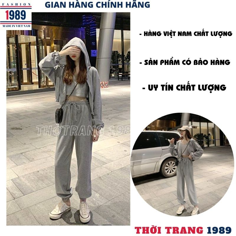 Bộ thể thao 3 món kiểu dáng hàn quốc ulzzang -bộ đồ thể thao mặc nhà , đi chơi đều cực đẹp và kute có 2 mầu -1989