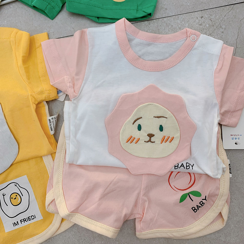 Bộ Cộc Tay Cho Bé Trai Gái Chất Cotton Siêu Mát Họa Tiết Dễ Thương Hàng Túi Rip Cao Cấp Mã 1040