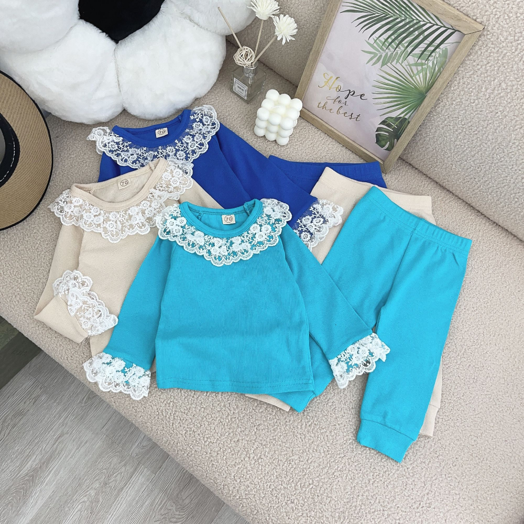 Bộ Quần Áo Thu Đông Dài Tay Cho Bé Gái Chất Len Tăm Mềm Mịn Co Dãn Hàng QCCC Mã 908