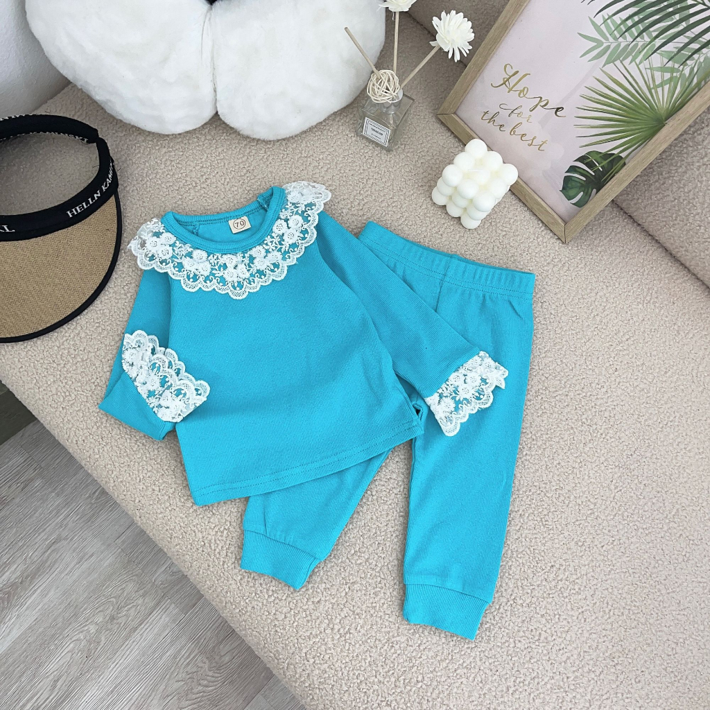 Bộ Quần Áo Thu Đông Dài Tay Cho Bé Gái Chất Len Tăm Mềm Mịn Co Dãn Hàng QCCC Mã 908