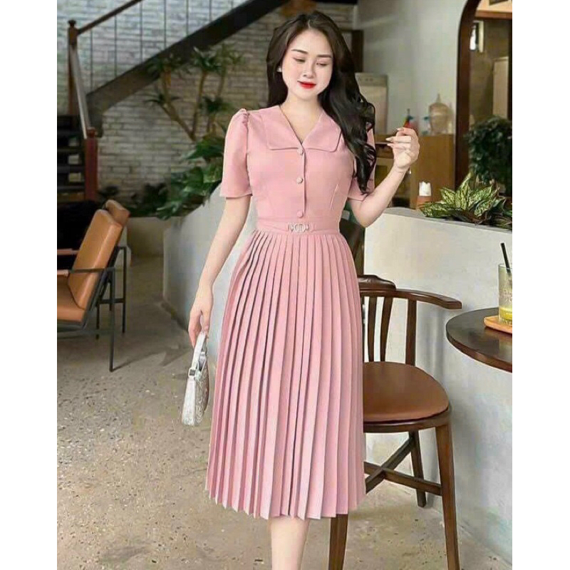 Đầm dự tiệc, công sở váy xoè dập li M/L/XL/2XL