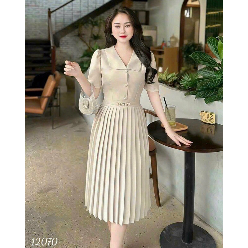 Đầm dự tiệc, công sở váy xoè dập li M/L/XL/2XL