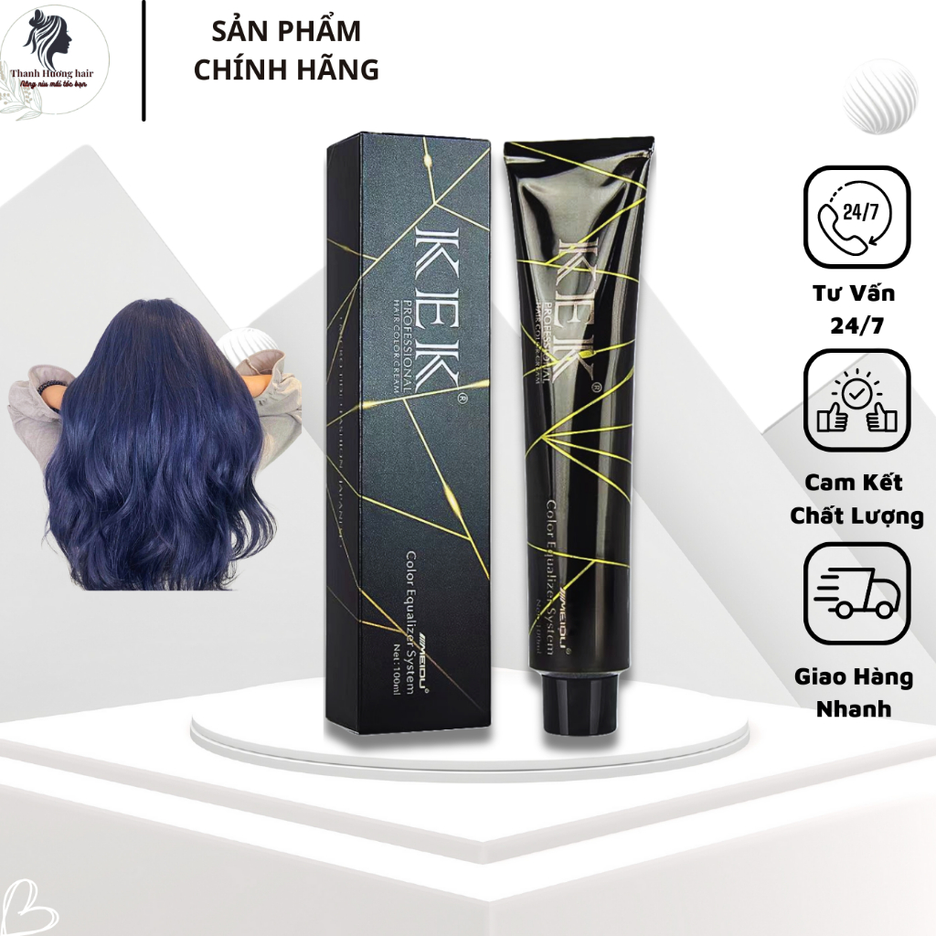 Thuốc Nhuộm Tóc Xanh Đen, Xanh Dương Xanh Đen Dương Khói Tặng Oxy Trợ Nhuộm ( Màu đi học ) - [Thanh Hương Hair]