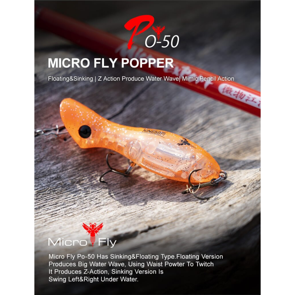 Mồi câu cá giả siêu nhạy pop mini PO - 50 kingdom HKN Fishing