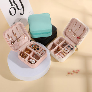 Hộp nữ trang mini du lịch bọc da cao cấp chống nước, phù hợp bảo quản phụ kiện, dây chuyền, nhẫn, son, trang sức