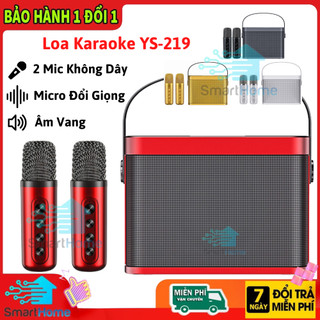 Loa karaoke YS-219 kèm 2 mic không dây, loa bluetooth âm thanh sống động, micro hút giọng, công suất 45W, bass khủng