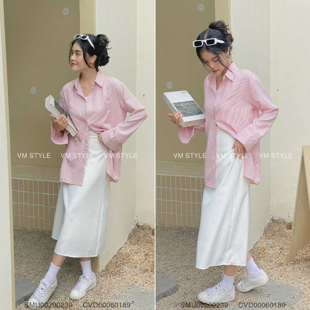 Chân váy dài nữ VMSTYLE form chữ A trơn xòe basic thanh lịch 17365 - CVD00060