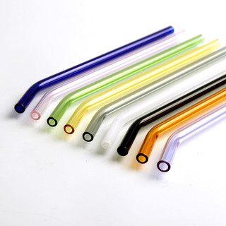 Ống hút thủy tinh chịu nhiệt nhiều màu, ống hút cong 20cm tái sử dụng nhiều lần