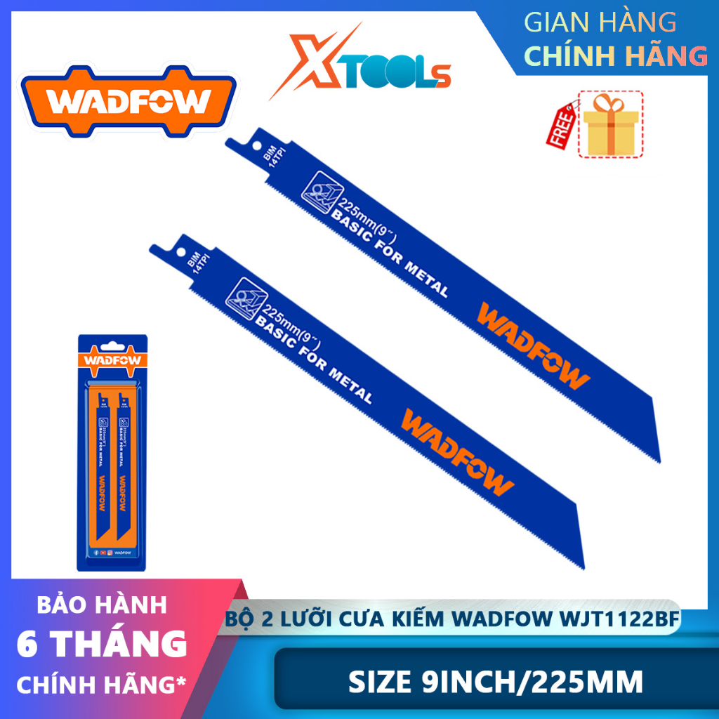 Bộ 2 lưỡi cưa kiếm WADFOW WJT1122BF dùng cắt kim loại, kích thước 9inch(225mm) - chính hãng