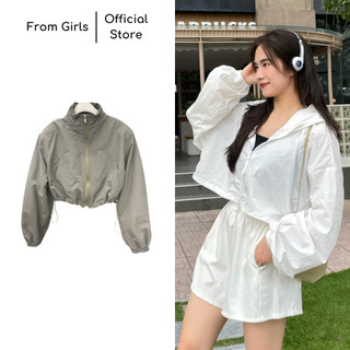Áo khoác gió nữ dáng ngắn, áo khoác gió thu đông nữ có mũ from_girls - AK21