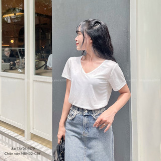 Áo phông may.since2011 cổ tim trơn dễ mặc tay05-1579