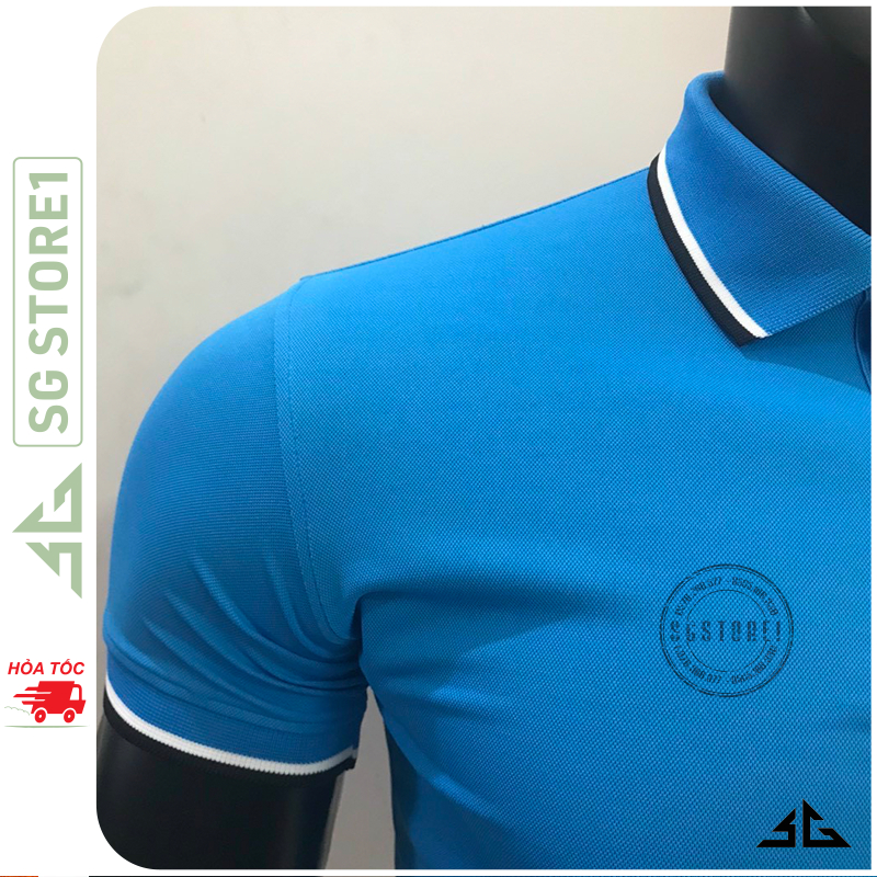 Áo thun có cổ nam nữ phông trơn tay ngắn cổ trụ thun cá sấu mè mát mẻ màu xanh ya | SGSTORE1