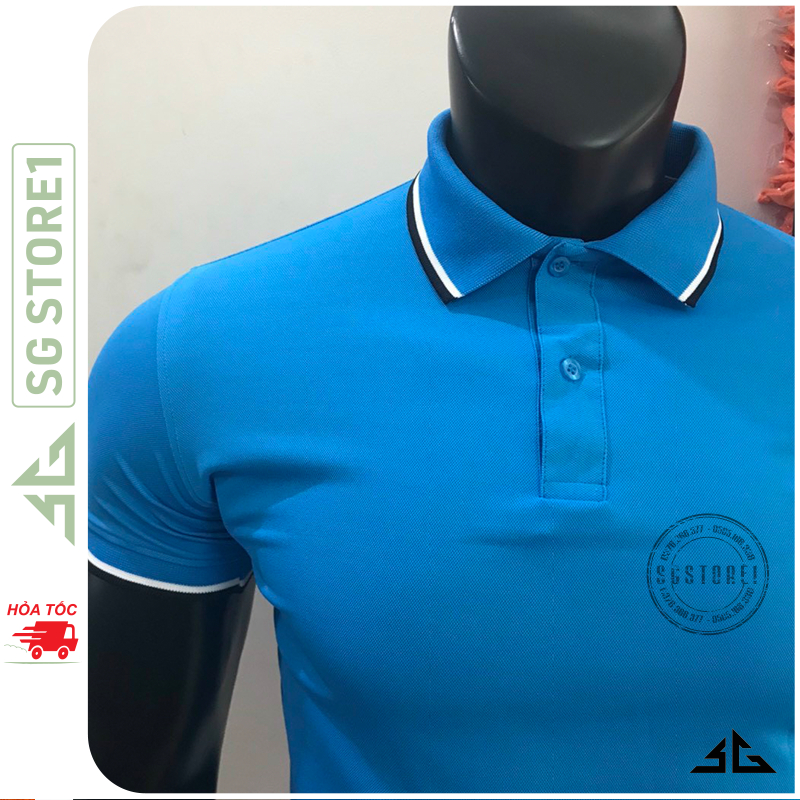 Áo thun có cổ nam nữ phông trơn tay ngắn cổ trụ thun cá sấu mè mát mẻ màu xanh ya | SGSTORE1