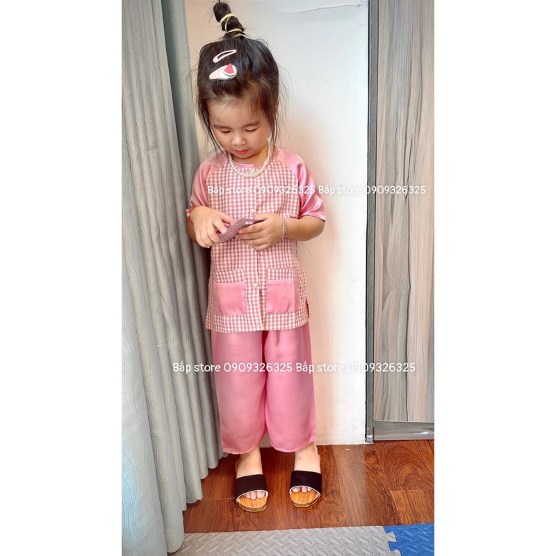 Bộ bà ba lụa bé trai bé gái KHÔNG kèm khăn