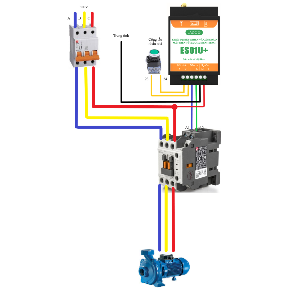 Thiết bị điều khiển từ xa qua SIM dùng APP và cảnh báo mất điện qua điện thoại LAZICO ES01U+