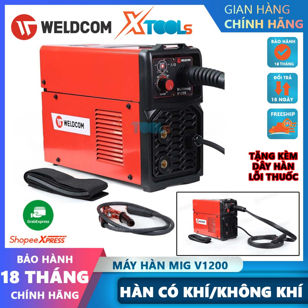 Máy hàn mig bán tự động Weldcom Multimag V1200 máy hàn khí phạm vi điều chỉnh dòng hàn 40A - 120A máy hàn lỗi thuốc mini