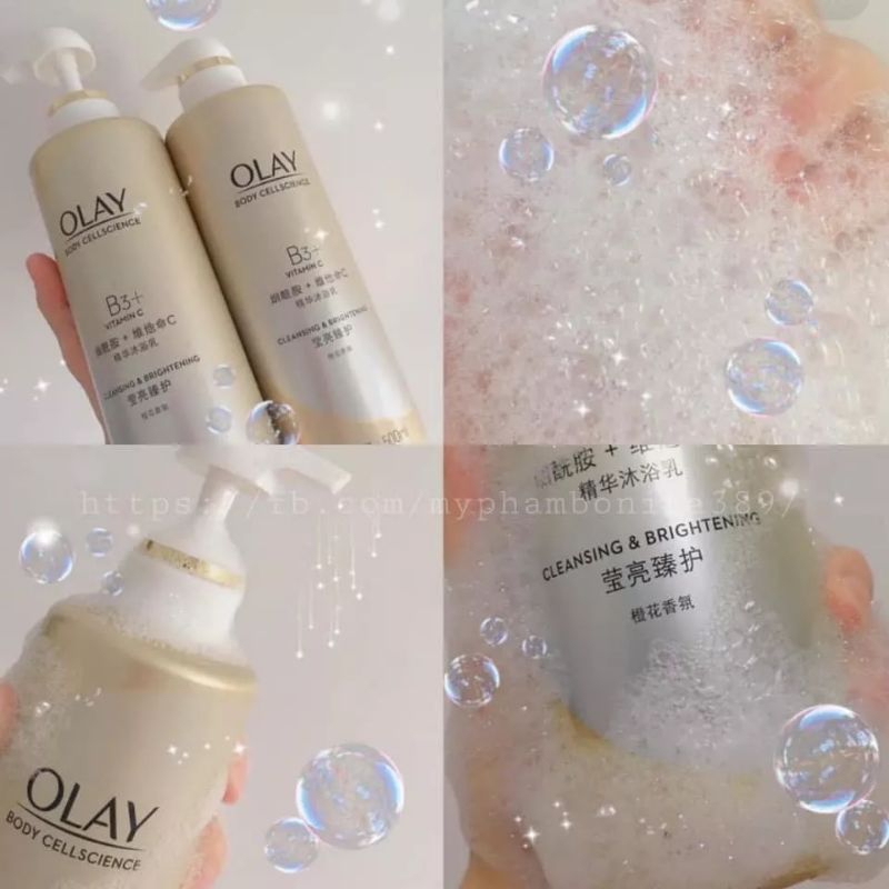 Combo sữa tắm OLAY dưỡng ẩm trắng da + vitamin C 500ml