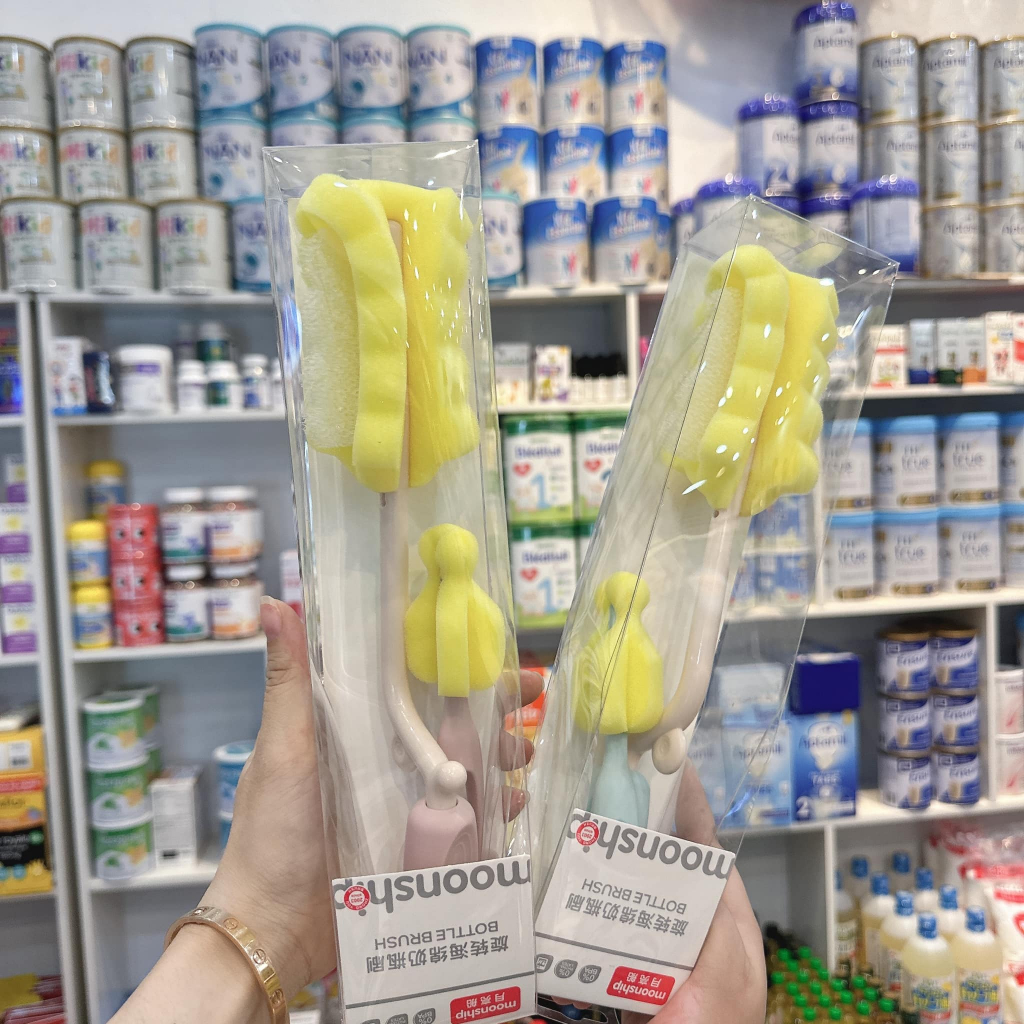 Cọ rửa bình sữa, núm ti 2 chi tiết moonship cao cấp 360 độ